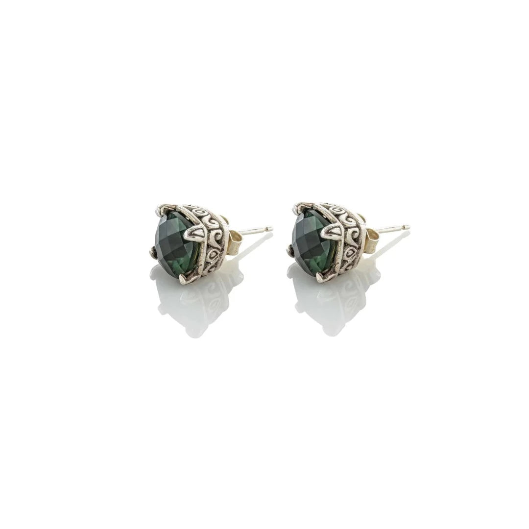 Botanical Stud Green Quartz Earrings