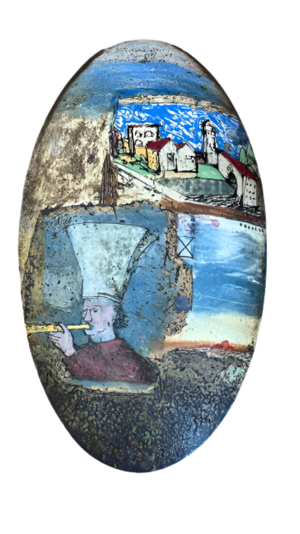 Ceramic Oval Shield | Piero Trumpet Player