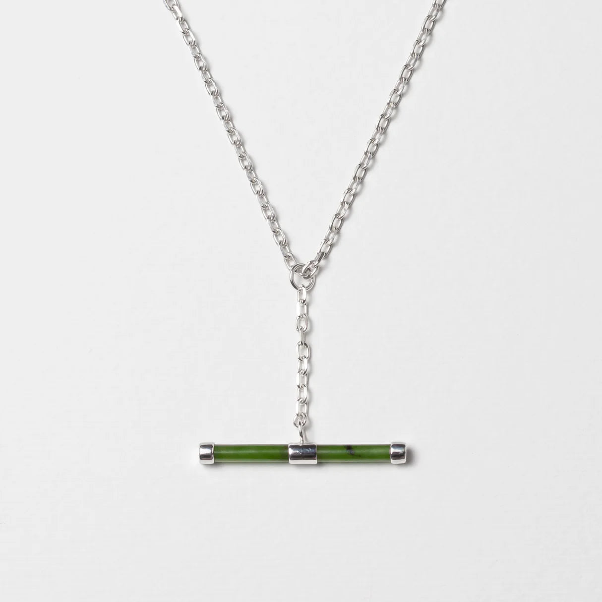 Pounamu Fob Chain Pendant by Nick von K Sterling Silver Setting