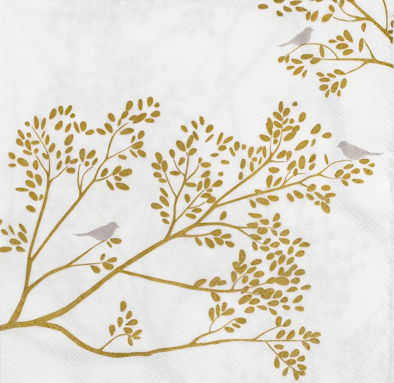 Paper Napkins | Birds On Gold Branch
