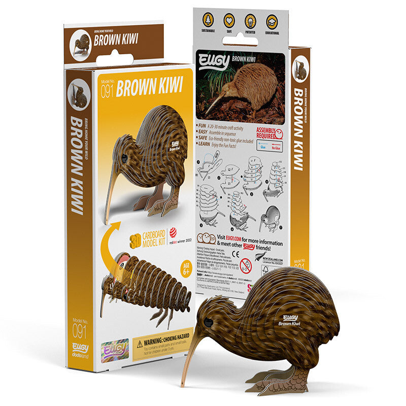 EUGY 3D Brown Kiwi | Kitset Model