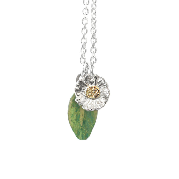 Daisy Flower + Leaf Necklace