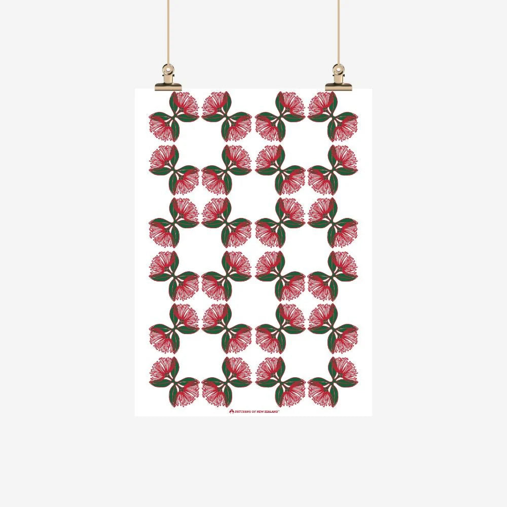 Patterns Of NZ Pohutakawa Tea Towel