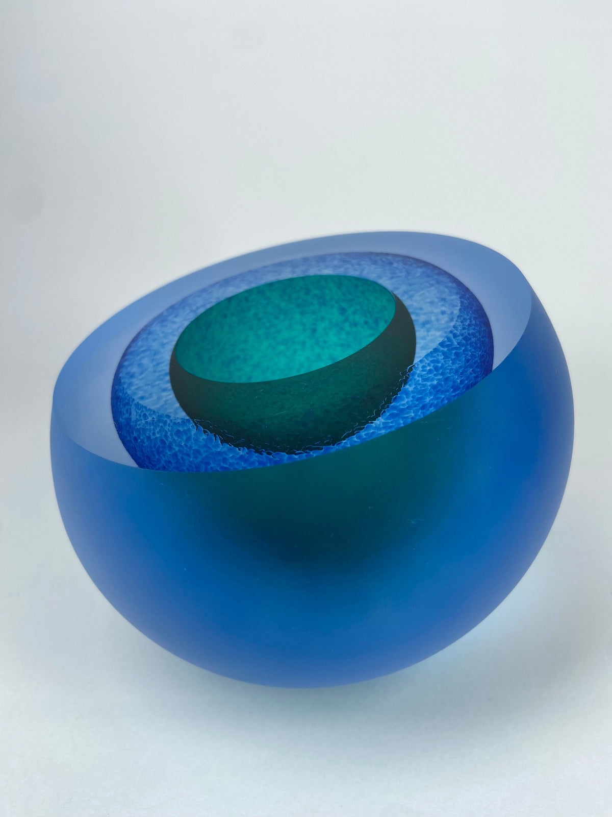 Frosted Double Bubble Jade / Copper Blue