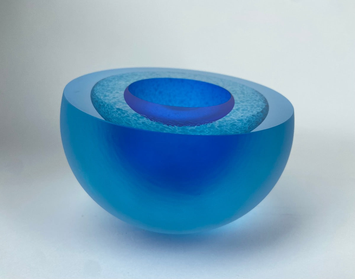 Frosted Double Bubble Turquoise / Cobalt Blue