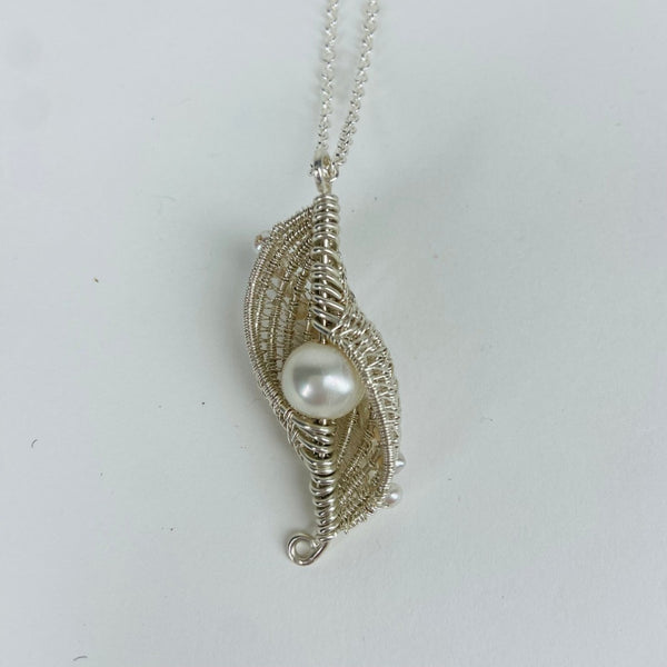 Silver Shell Necklace With Freshwater Pearls