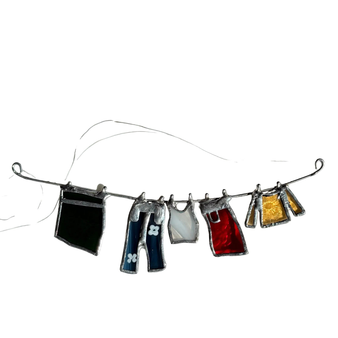 Washday Suncatcher | Double Patch Jeans | Glass Wall Sculpture