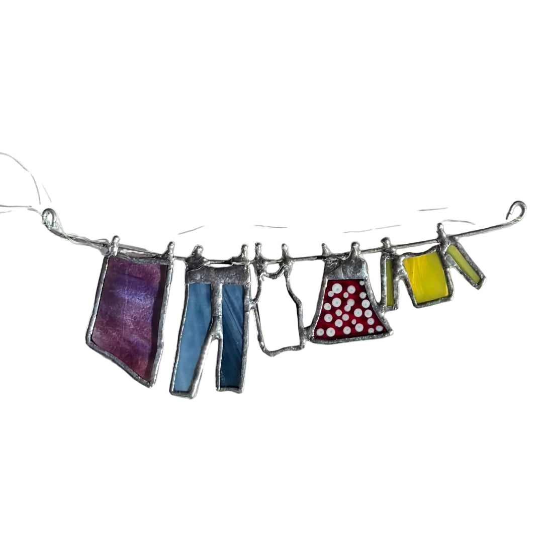 Washday Suncatcher | Red Spotty Dress | Glass Wall Sculpture