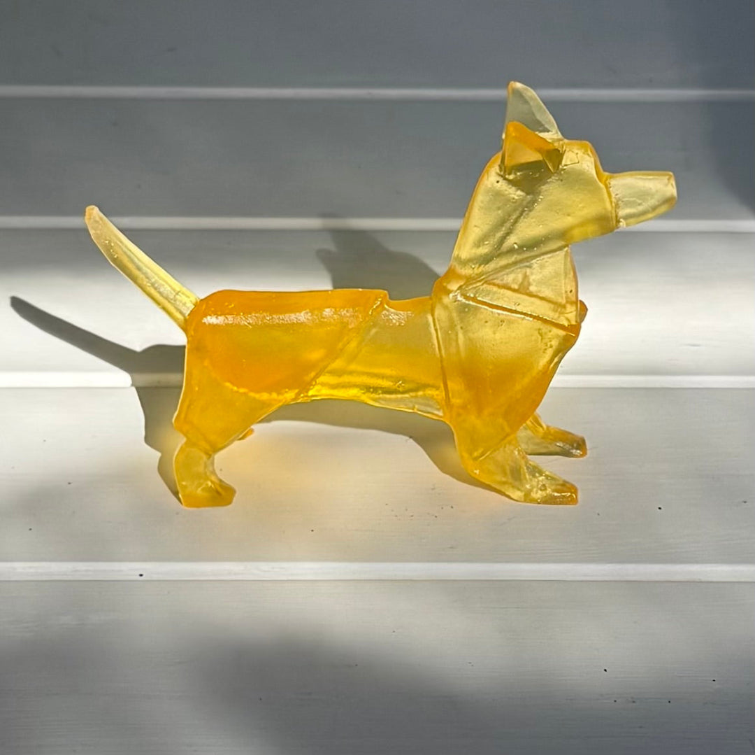 Origami Glass Dog | Terrier | Chardonnay