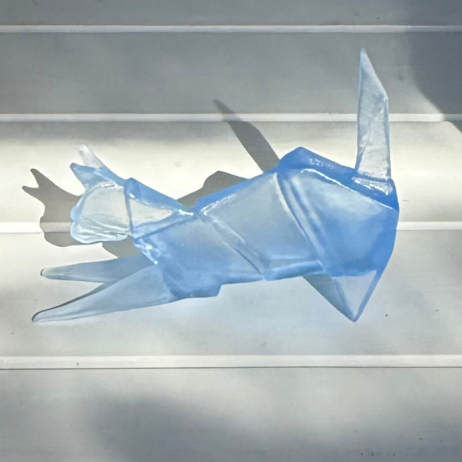Origami Glass Cat | Light Cobalt