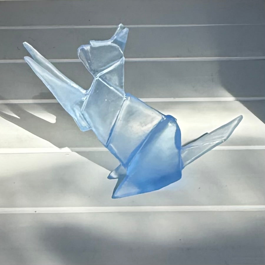 Origami Glass Cat | Light Cobalt