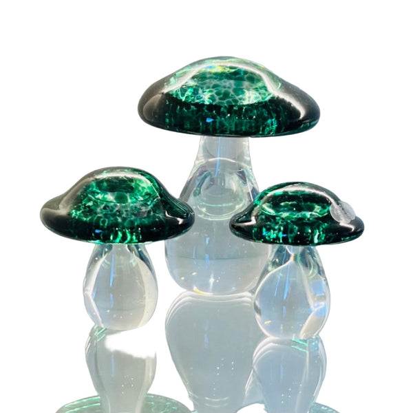 Glass Mushroom Trio Hokitika Glass Studio