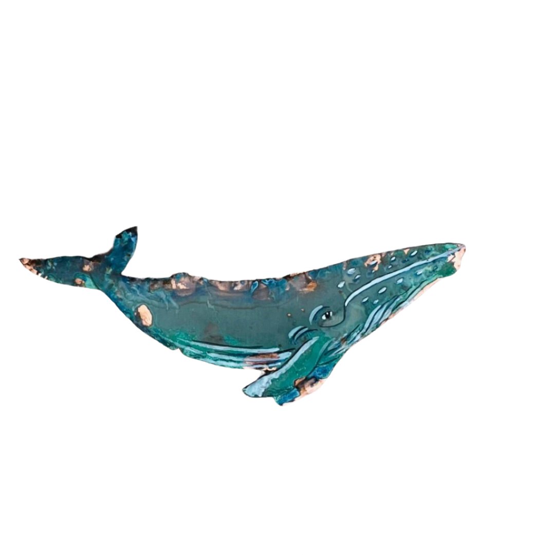 Dinghy & Whale On Copper Nautical Wall Art