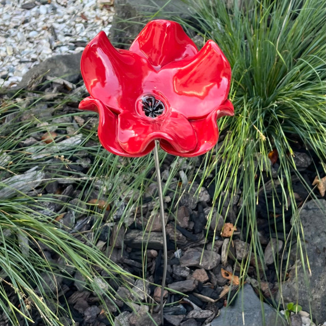 Red Poppy Garden Rod | Click & Collect Or Delivery By Arrangement