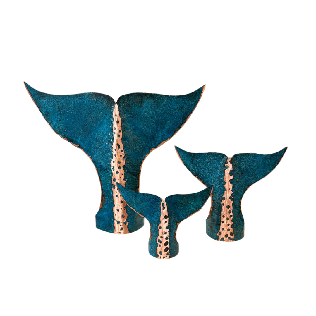 Patina'd Copper Whale Tails | Set of 3