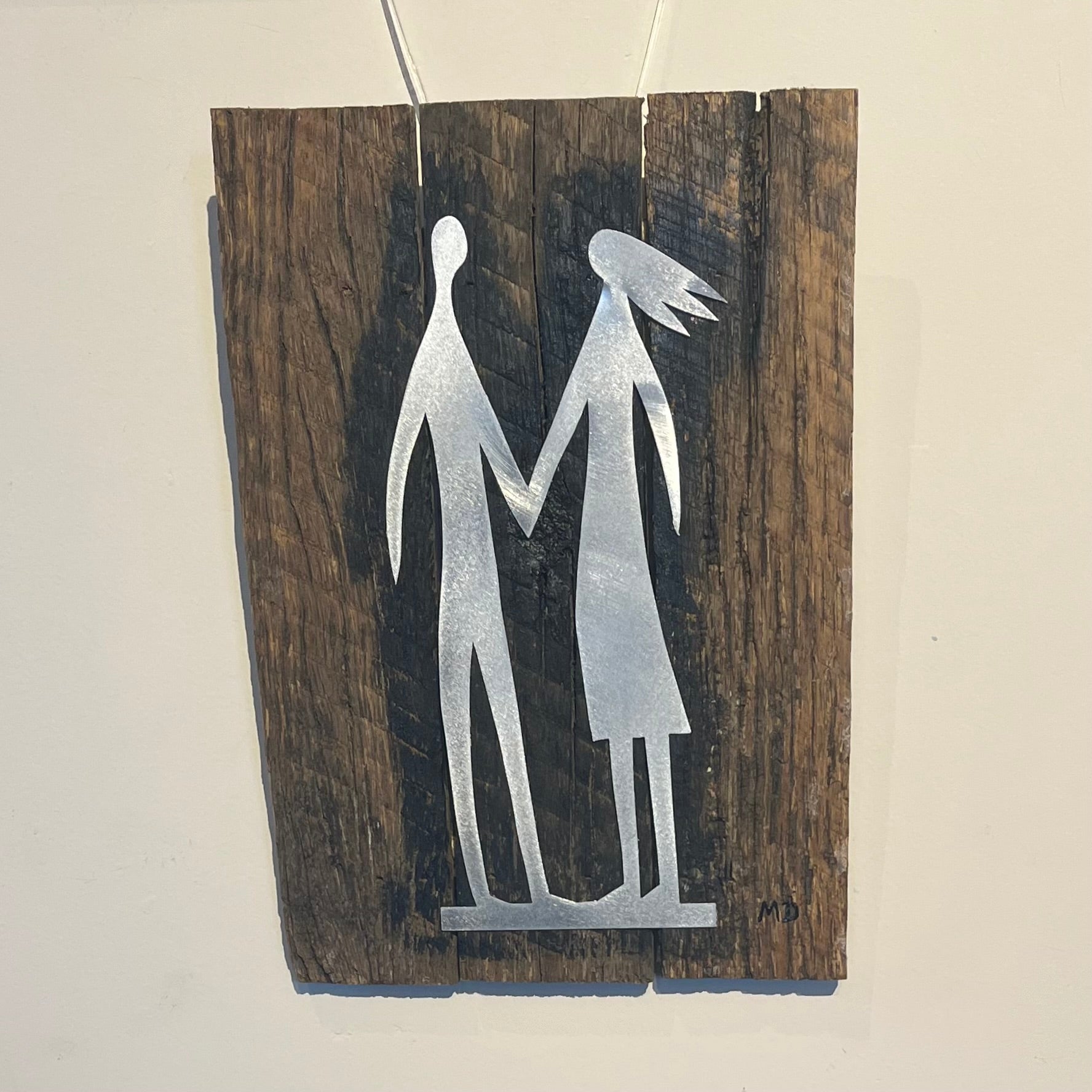 Couple on Beach | Aluminium On Wood Wall Hanging