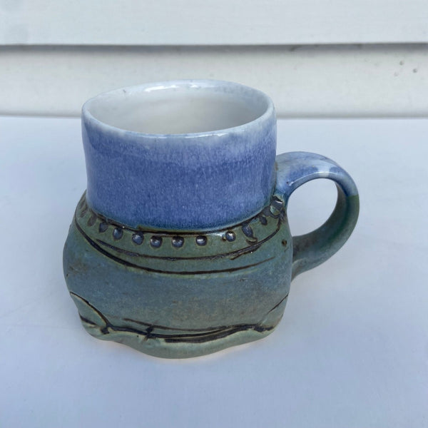 Greeny Blue Square Bottom Cup
