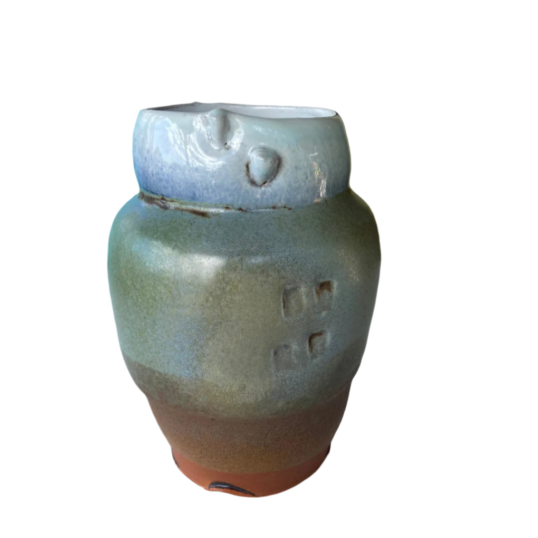 Green Vase with Brown Base