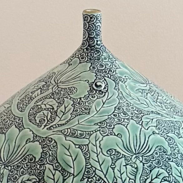 Intaglio Green Bottle Vase