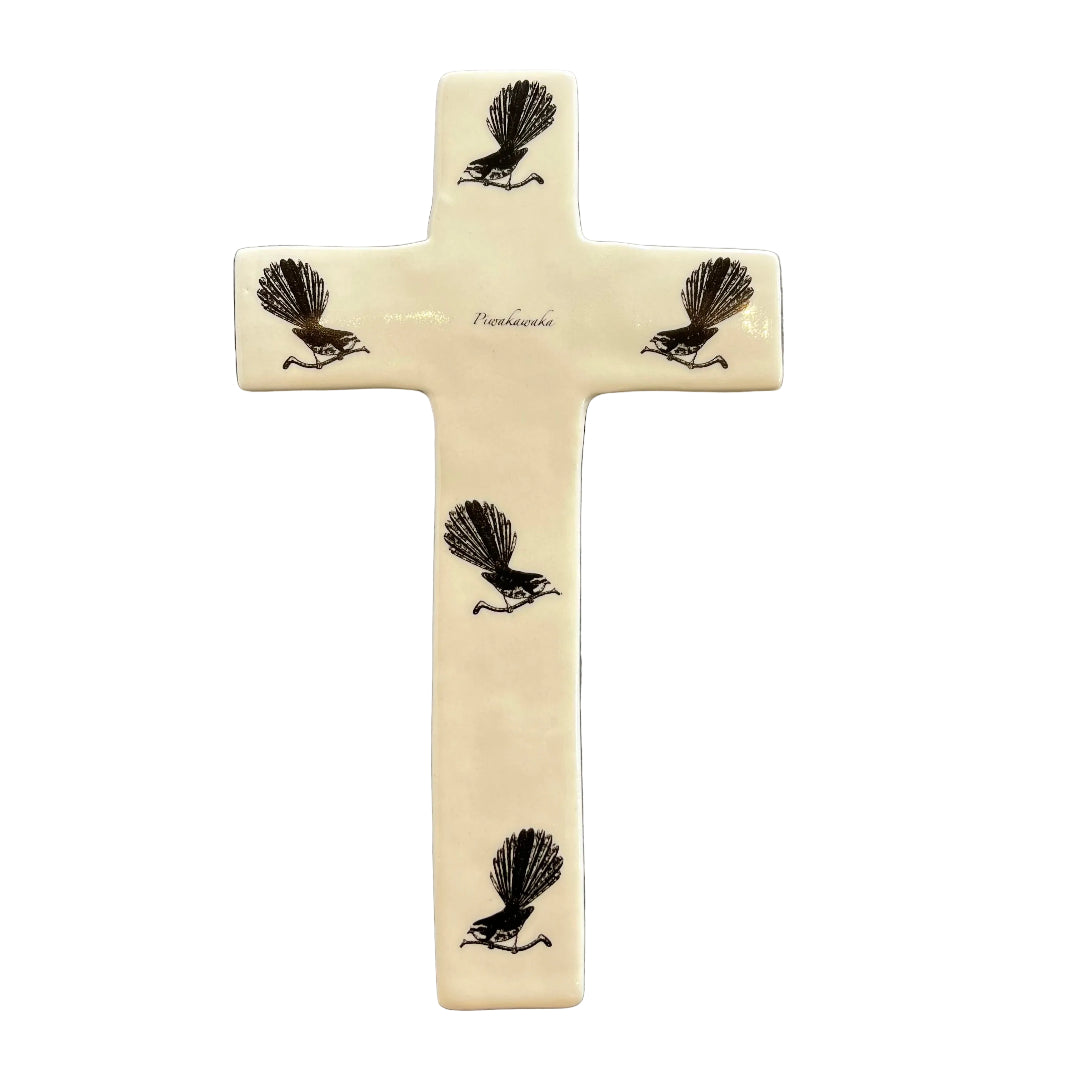 Ceramic Cross | Piwakawaka