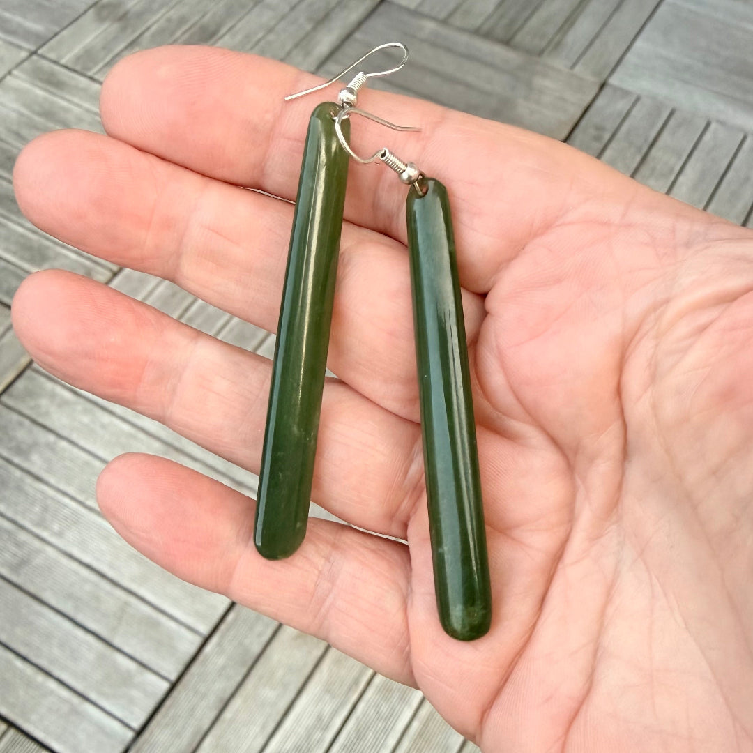 Pounamu Drop Earrings 8cm