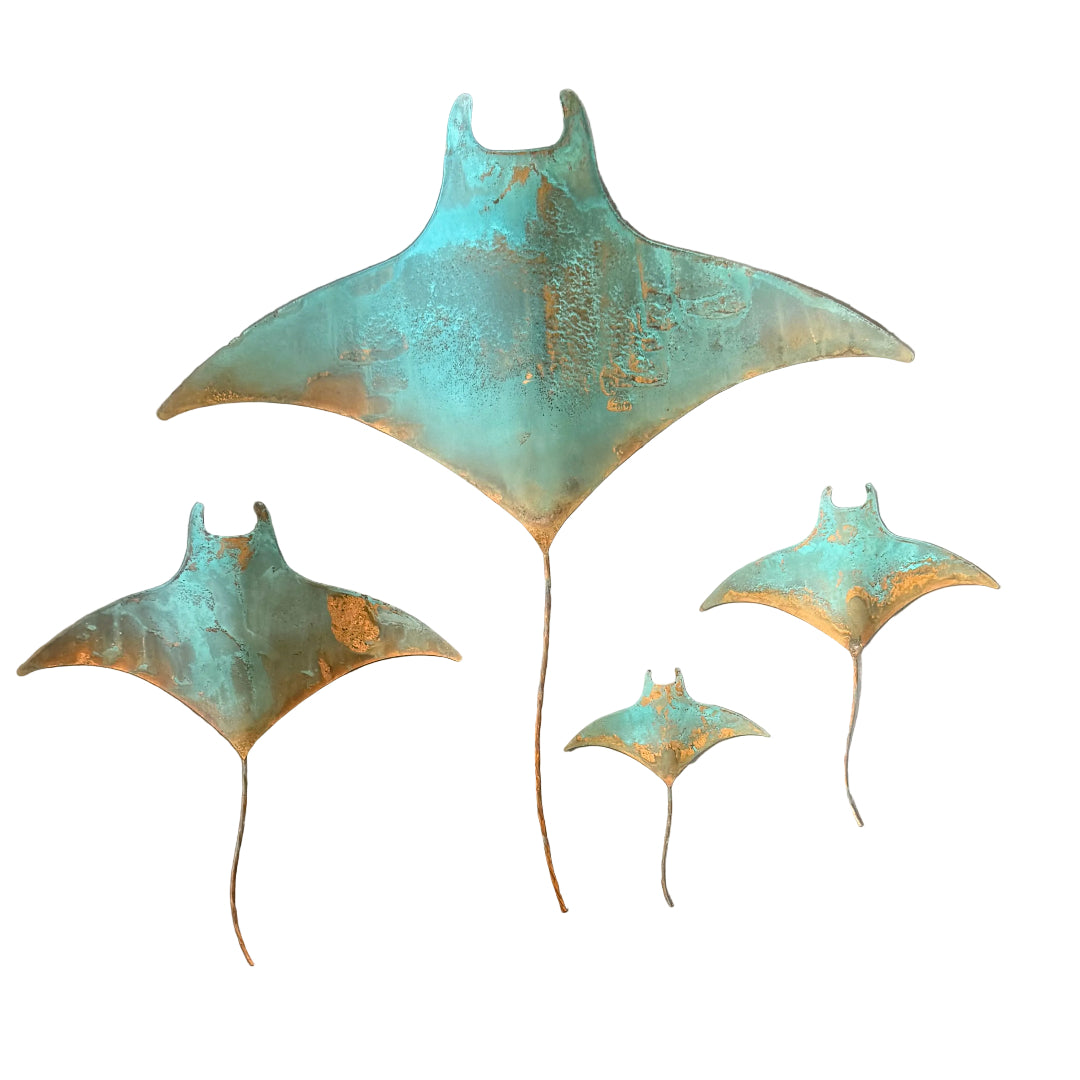 Copper Manta Rays | Set Of 4 | Blue Mist