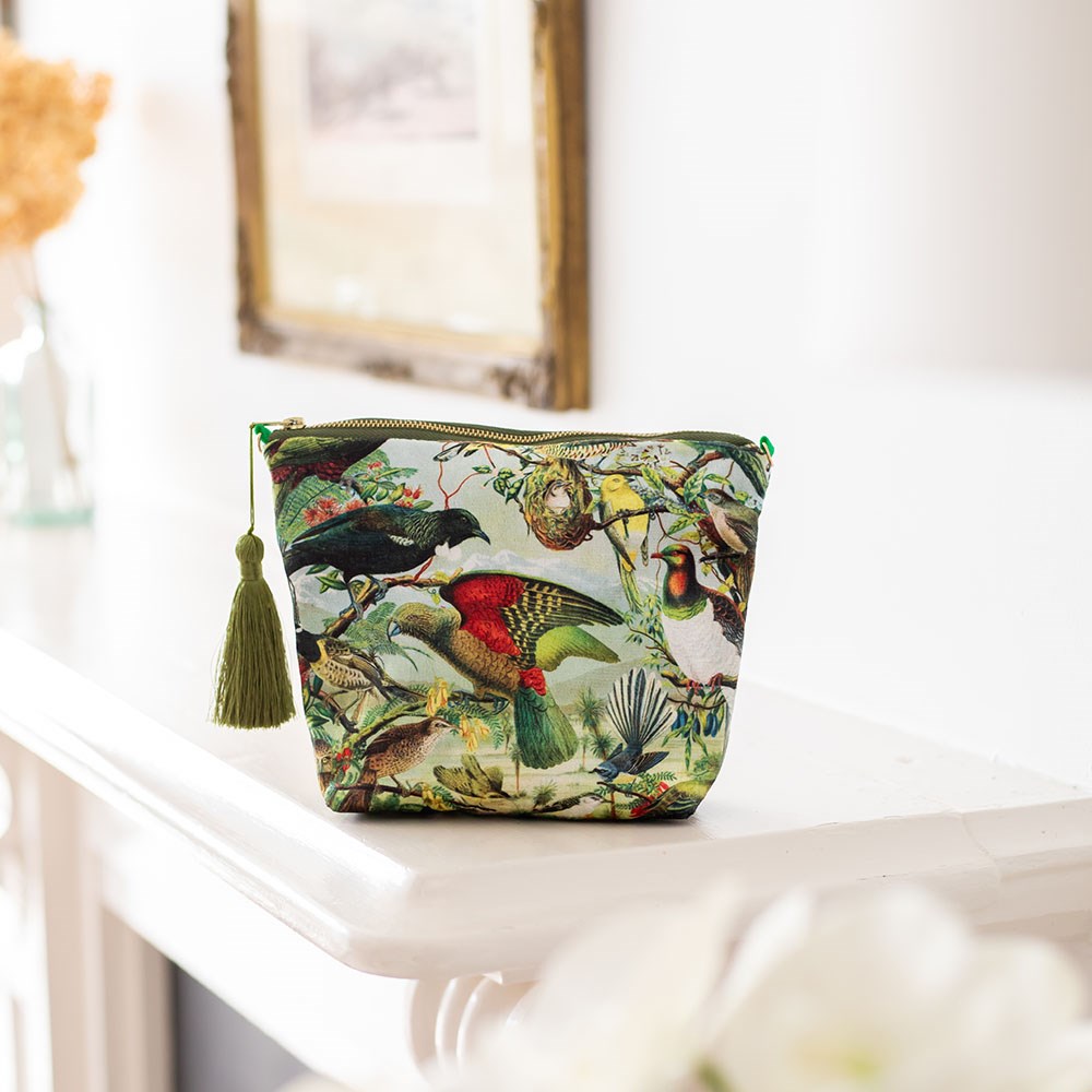 NZ Native Birds Velvet Bag