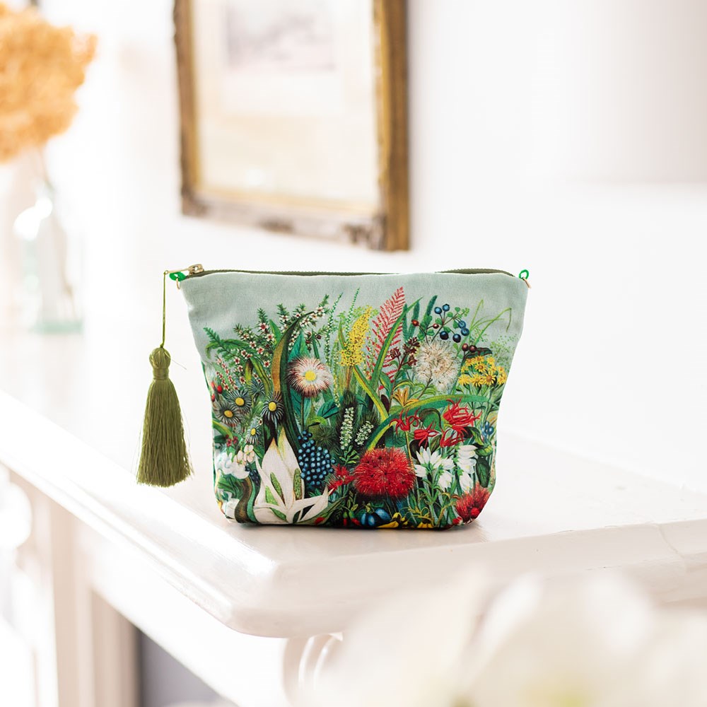 NZ Native Flowers Velvet Bag