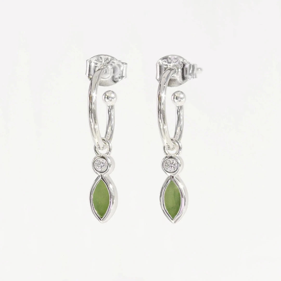 Pounamu and Cubic Zirconia Petit Blossom Earrings | Sterling Silver
