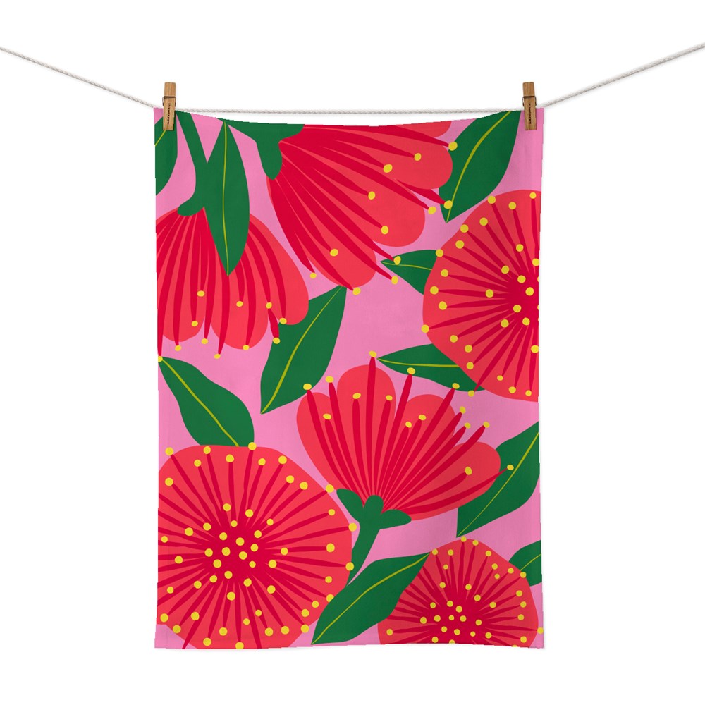 Bright Pohutukawa Tea Towel