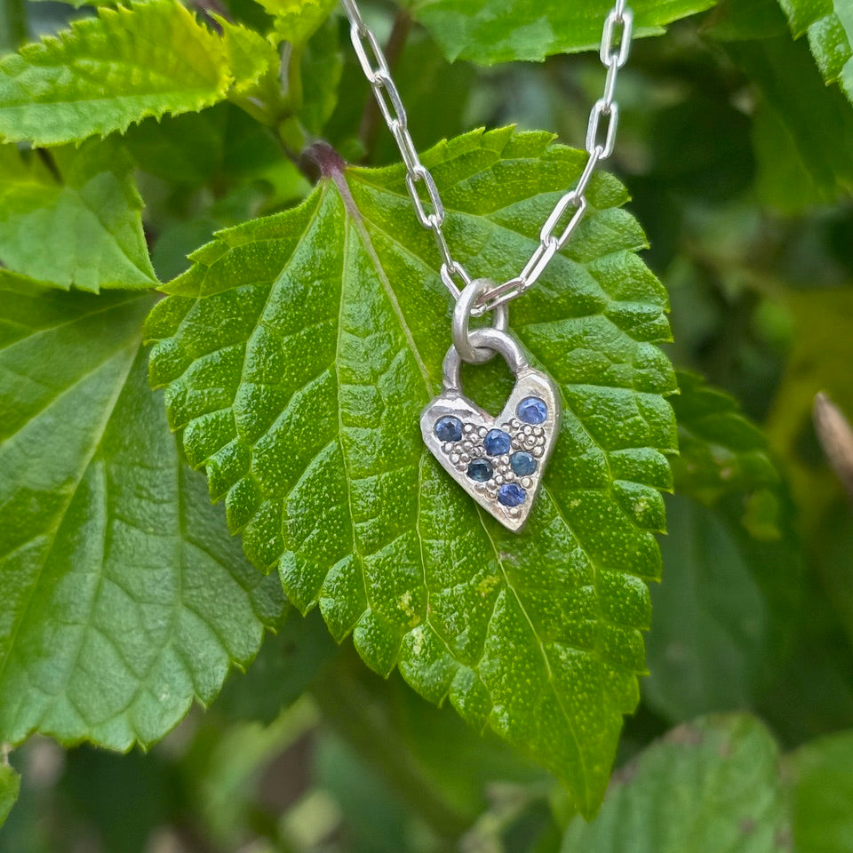 Sapphire Heart Locket Necklace