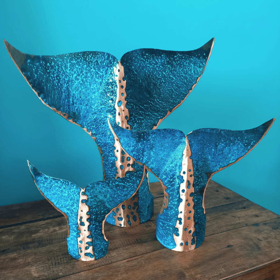 Patina'd Copper Whale Tails | Set of 3