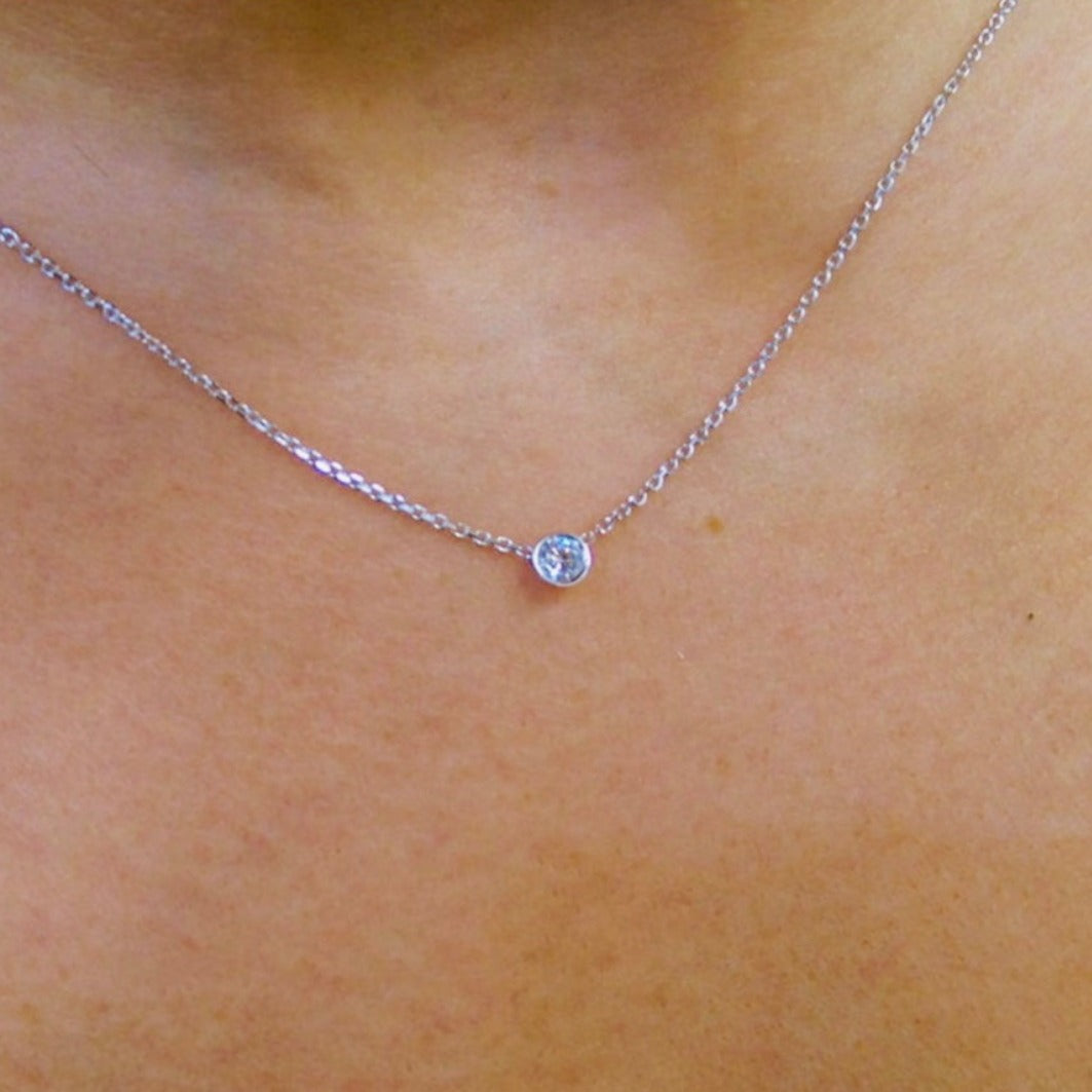 Diamond Bezel Necklace 14K White Gold