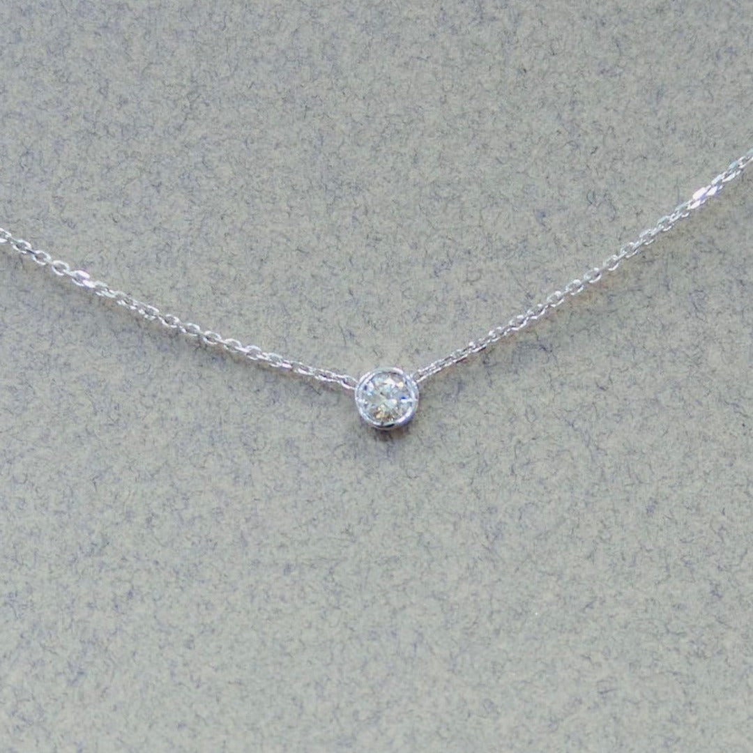Diamond Bezel Necklace 14K White Gold