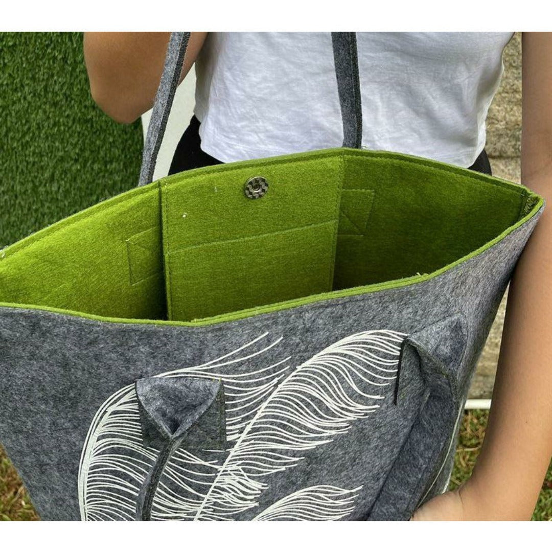 EcoFelt Shoulder Tote Bags With Large Print
