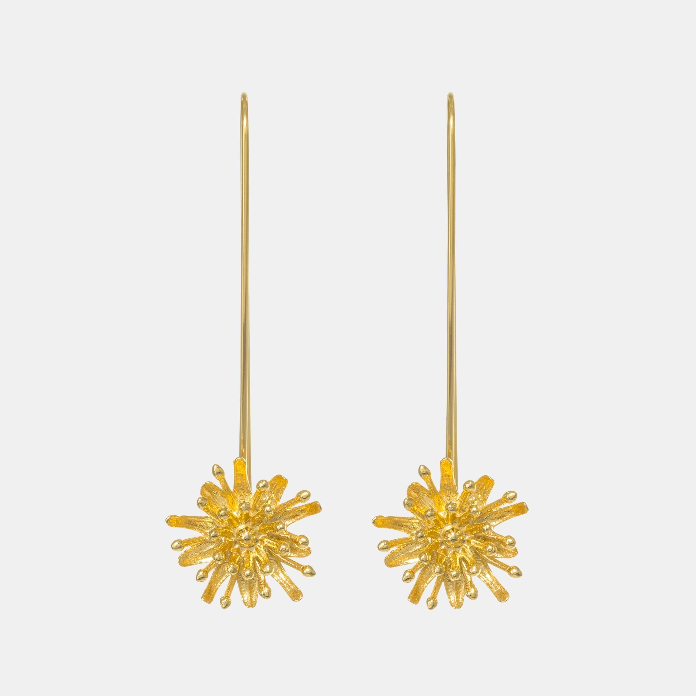 Mt Cook Lily Earrings Stems |  22ct Gold Plate