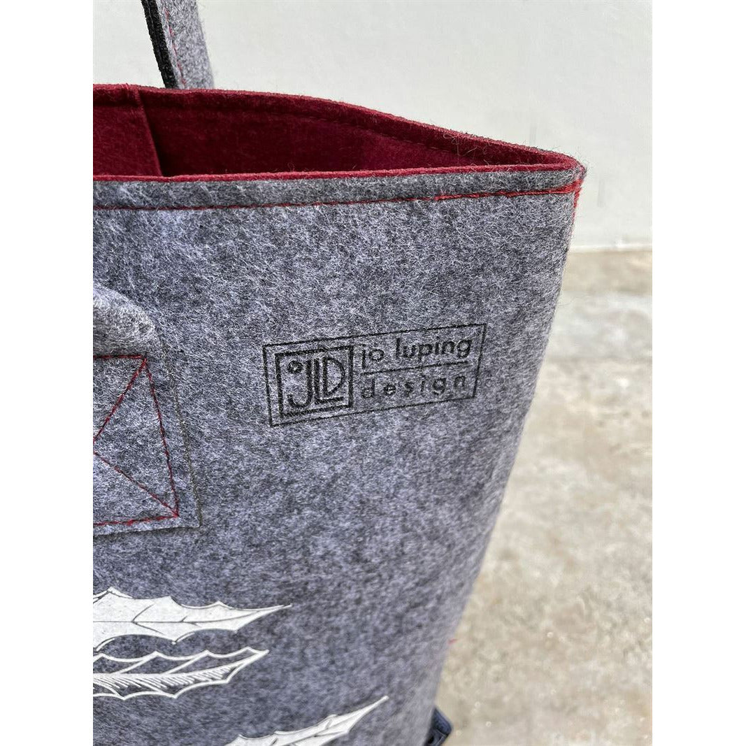 EcoFelt Shoulder Tote Bags With Large Print