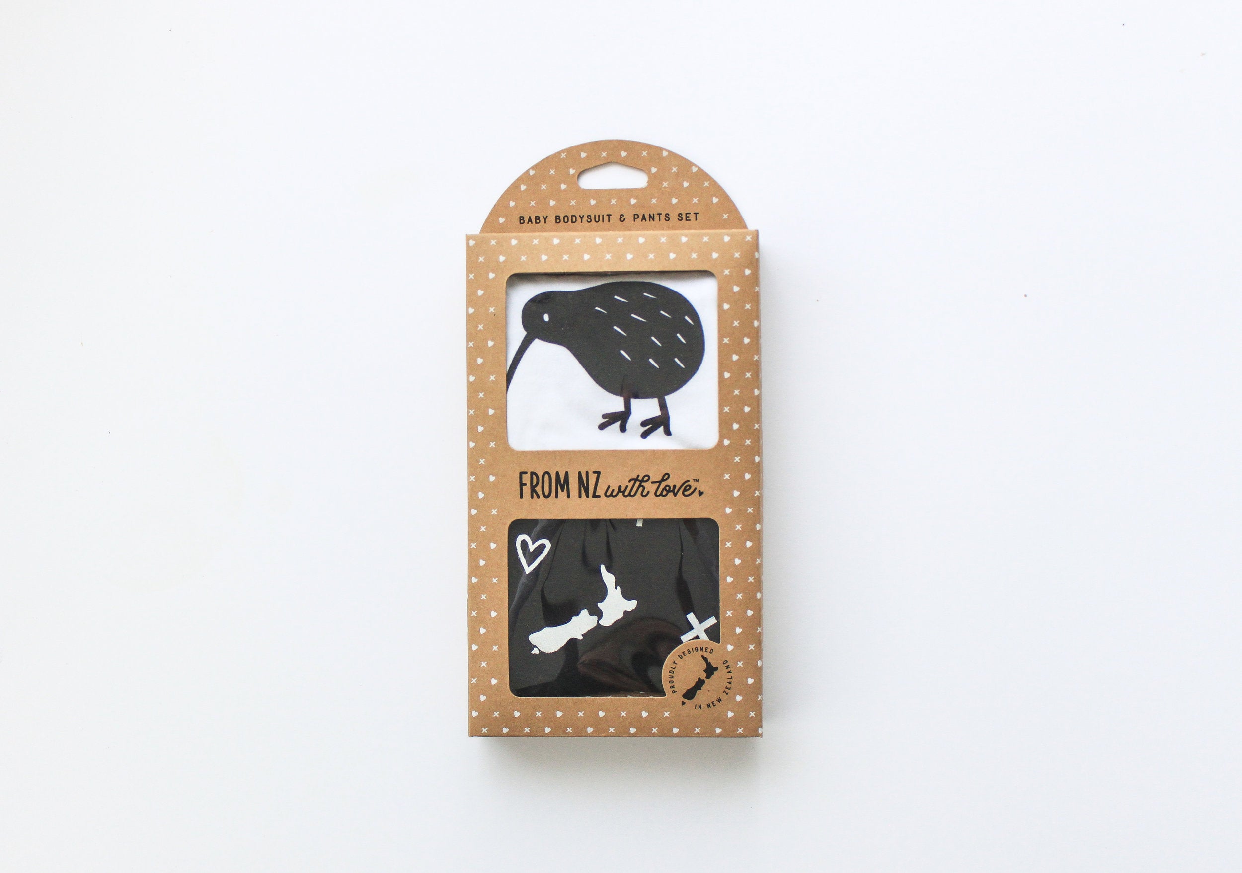 Baby Bodysuit & Pant Set | Black & White Kiwi