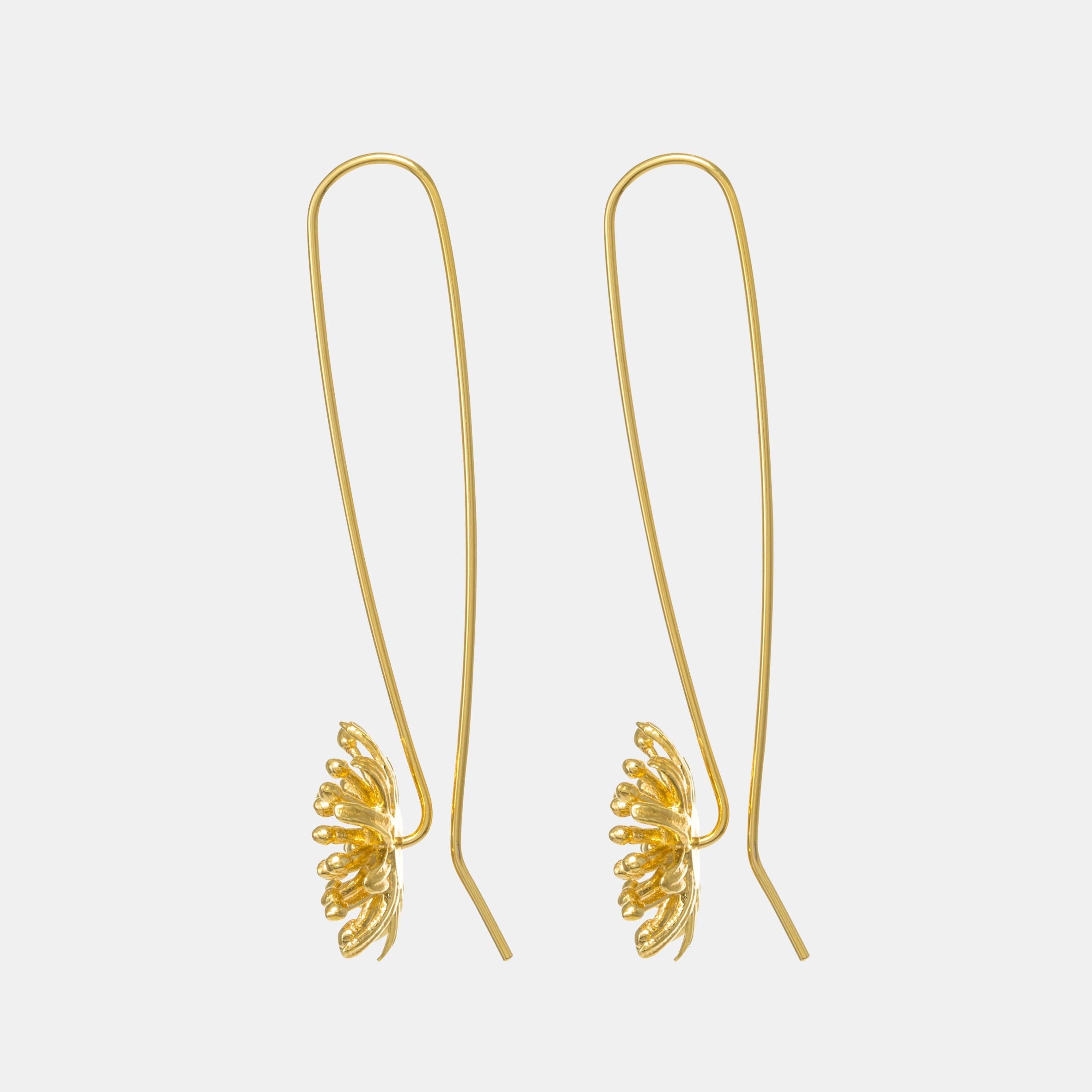 Mt Cook Lily Earrings Stems |  22ct Gold Plate