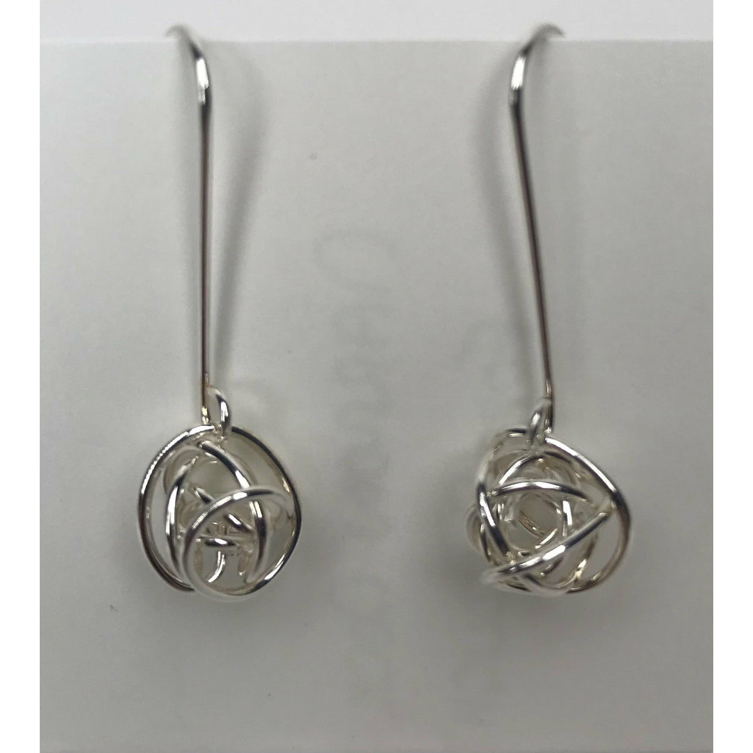 Silver Scribble Ball Earrings