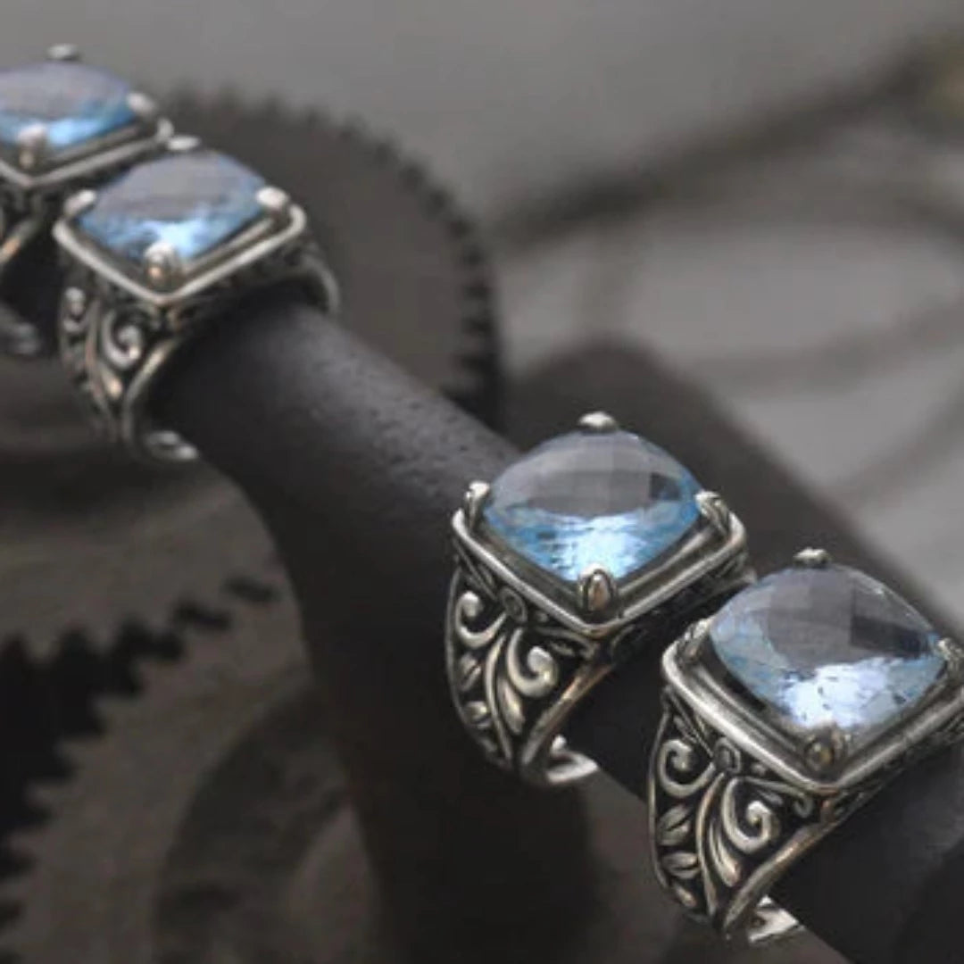 Botanical Gemstone Ring Smokey Topaz