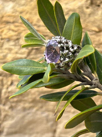 Coral Gemstone Ring Purple Amethyst