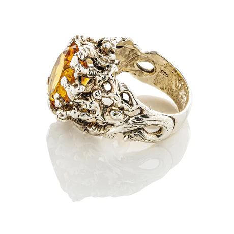 Coral Gemstone Ring Citrine