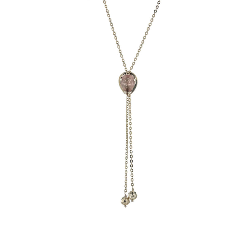 Artemis Lasso Of Truth Lariat Rose Quartz Silver Necklace by Cadman Rock