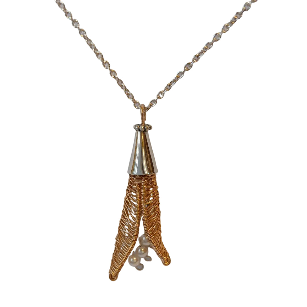 Kowhai Flower Necklace | Woven In Fine Gold & Silver