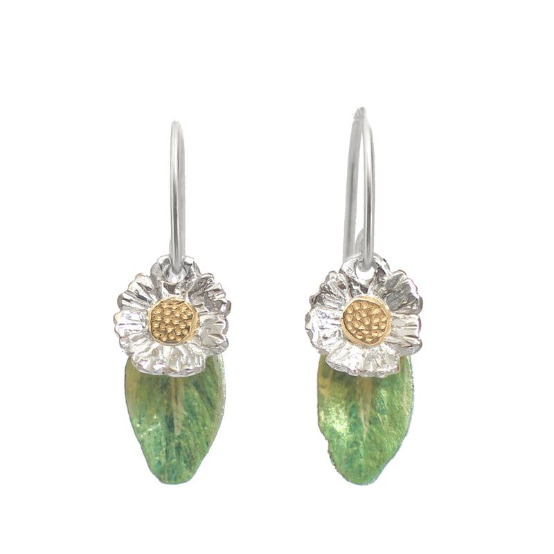 Daisy Flower + Leaf Earrings