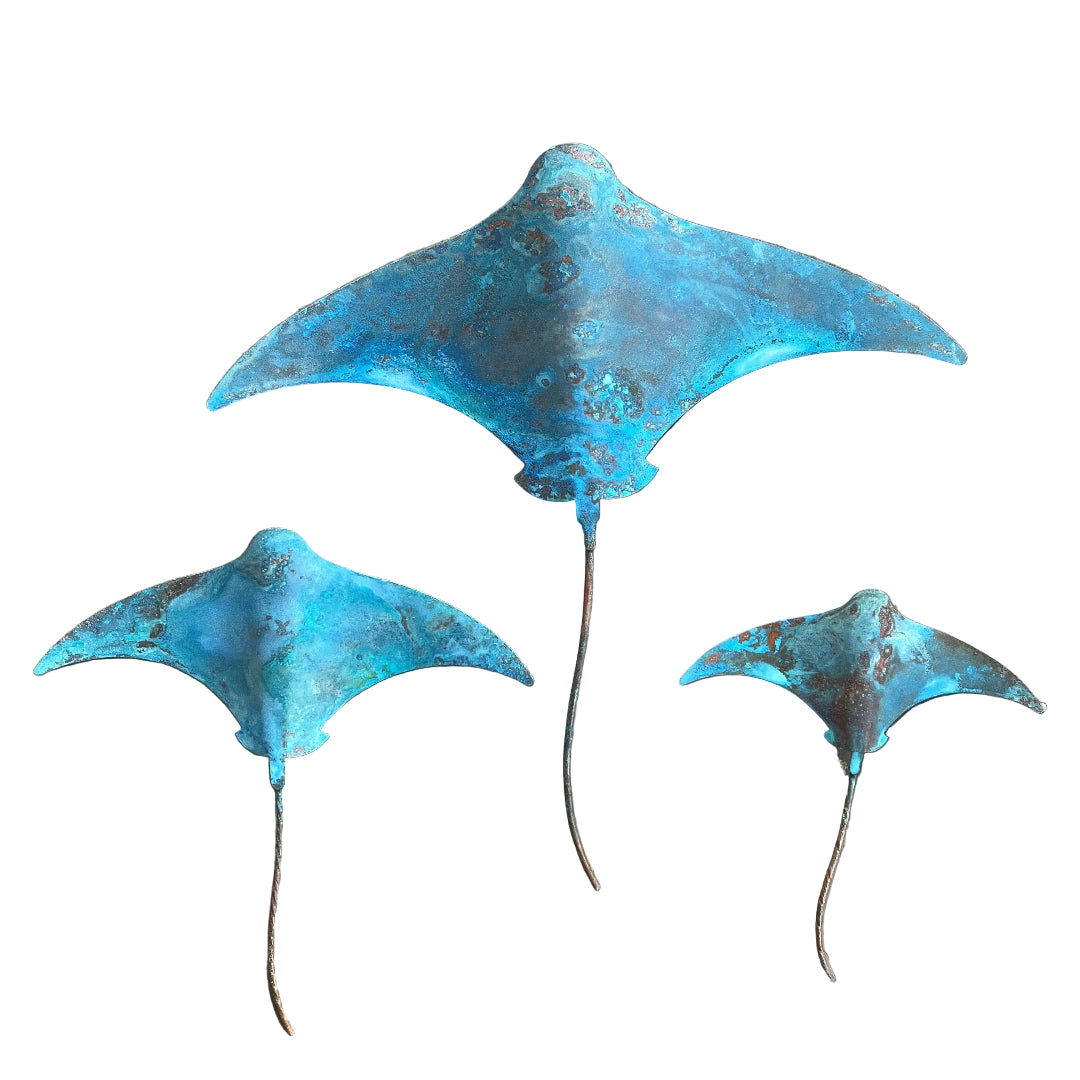 Blue Copper Stingrays | Set Of 3