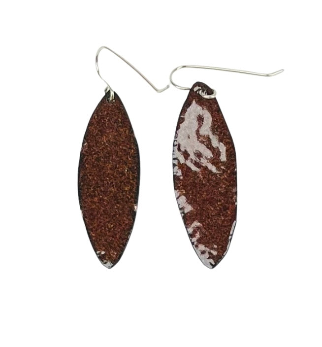 Blue Enamel Leaf Earrings