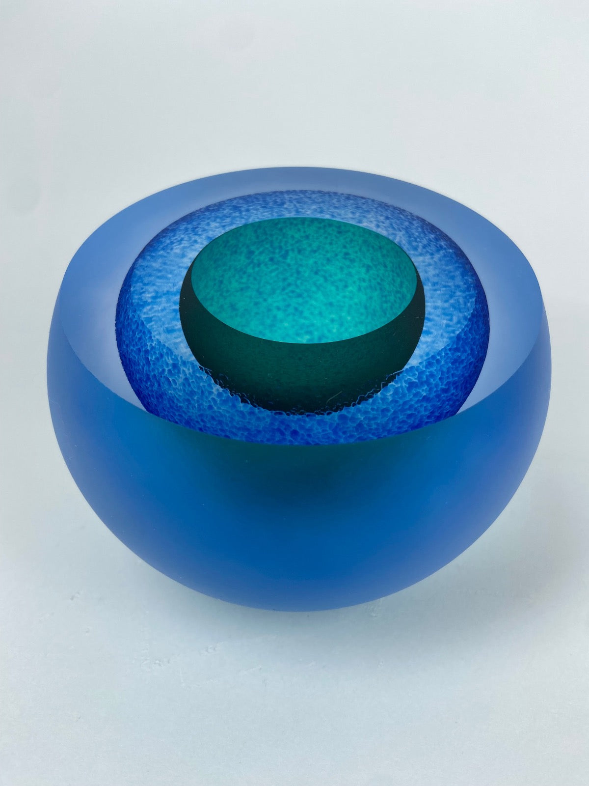 Frosted Double Bubble Jade / Copper Blue