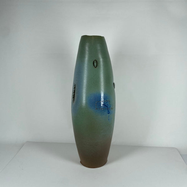 Tall Thrown Vase Blue & Green